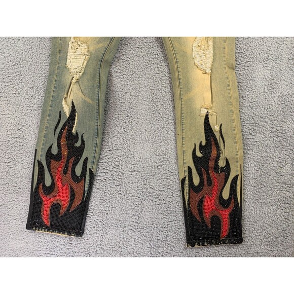 GFTD Los Angeles Men's Jeans Savage Wearable Art 42 Distressed Embellished NWT - Picture 3 of 12